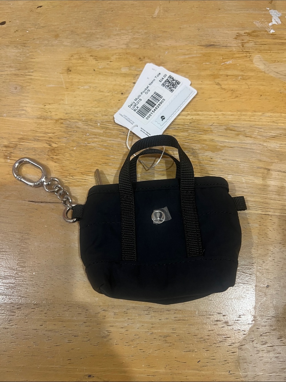 lululemon athletica Black Mini Tote Keychain